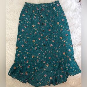 Amy Byer Teal Floral High Low Skirt